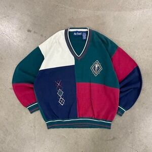 Vintage Par Four Golf PGS Masters 90s Colorblock Sweater Size XL